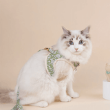 HANNA - Handgemachtes Katzengeschirr mit elegantem Blüten-Design und Leine